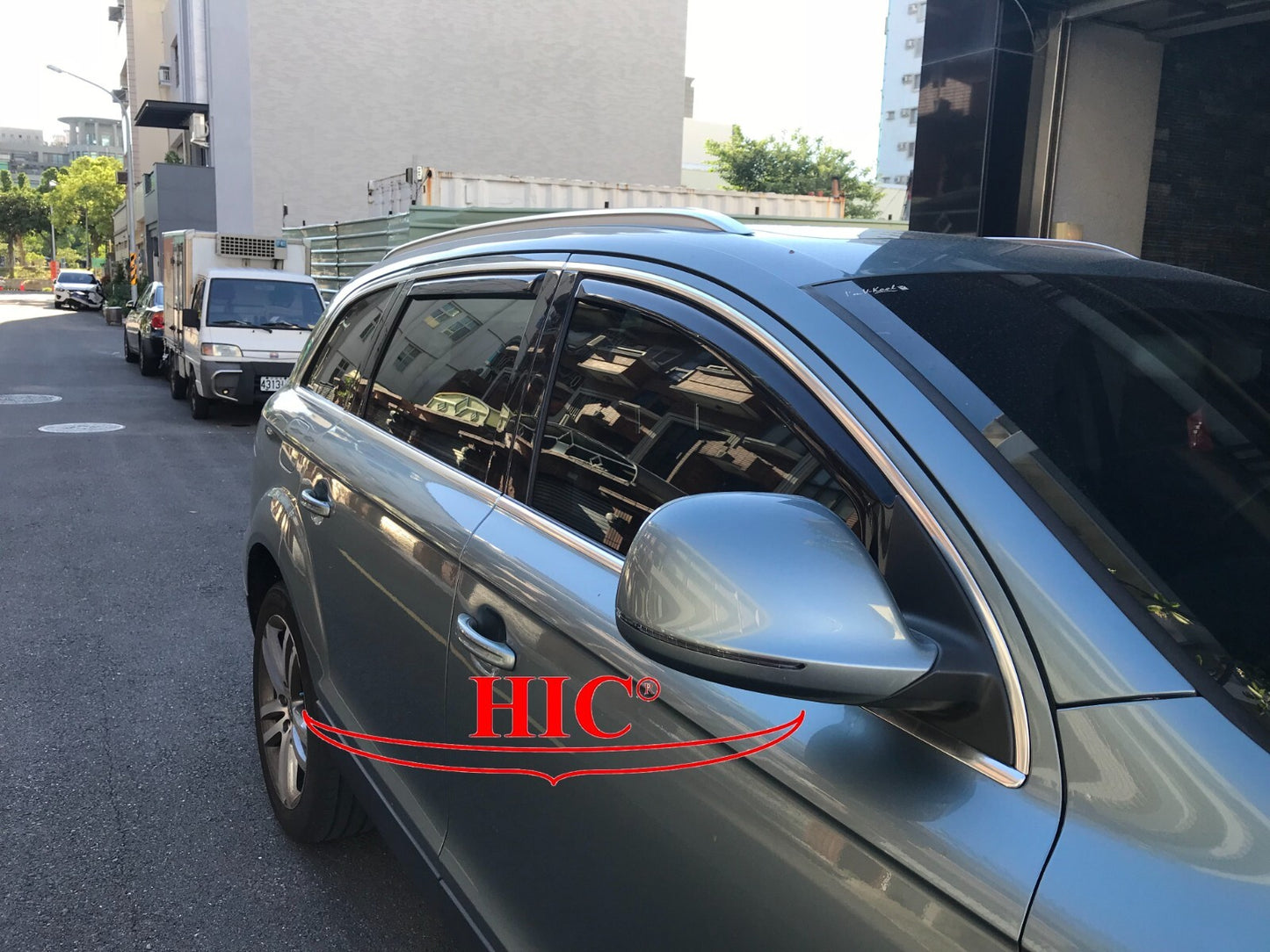 AUDI Q7 IN-CHANNEL RAIN GUARDS WIND DEFLECTORS 2007-2015 FRONT & REAR DARK SMOKE