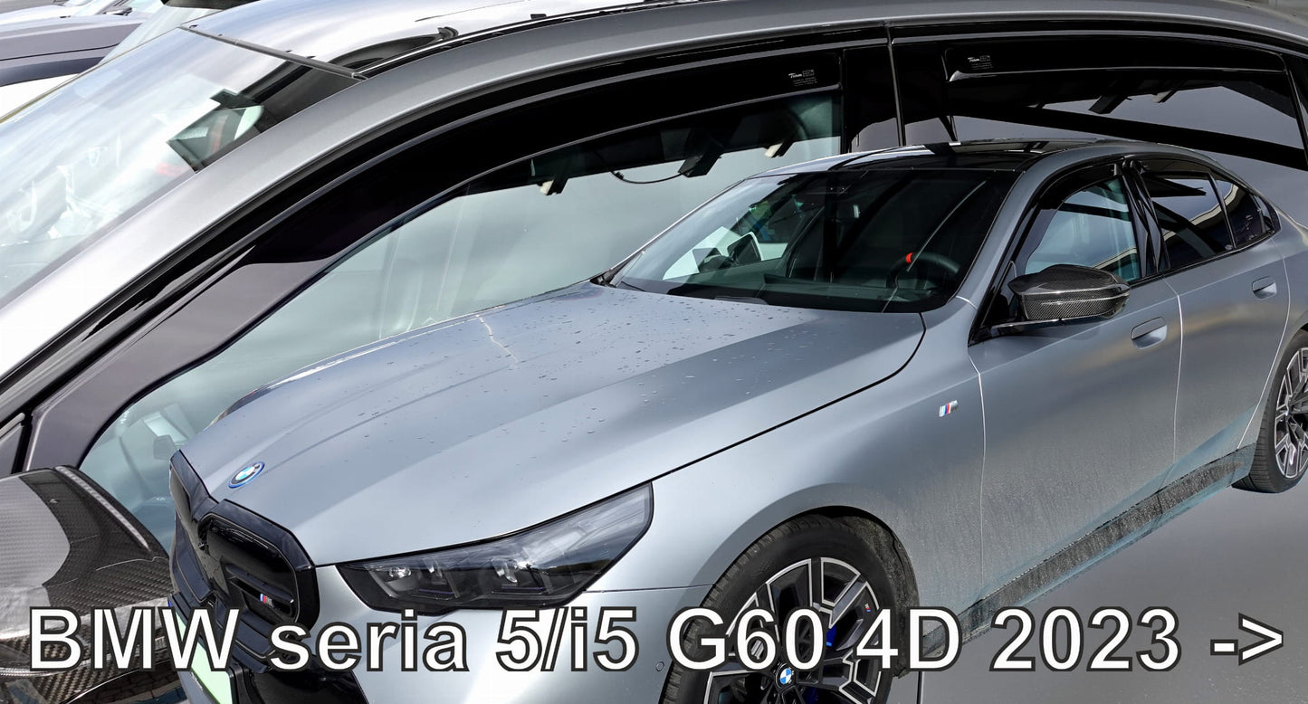 BMW 5 SERIES G60 IN CHANNEL RAIN GUARDS ( FITS 2024-UP) FULL SET IN DARK SMOKE