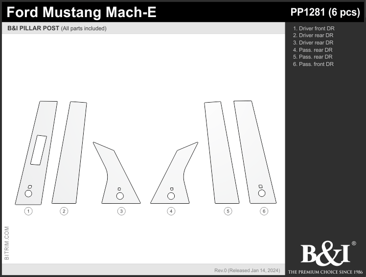 REAL CARBON FIBER Pillar Posts for FORD MUSTANG MACH-E (6PC SET)