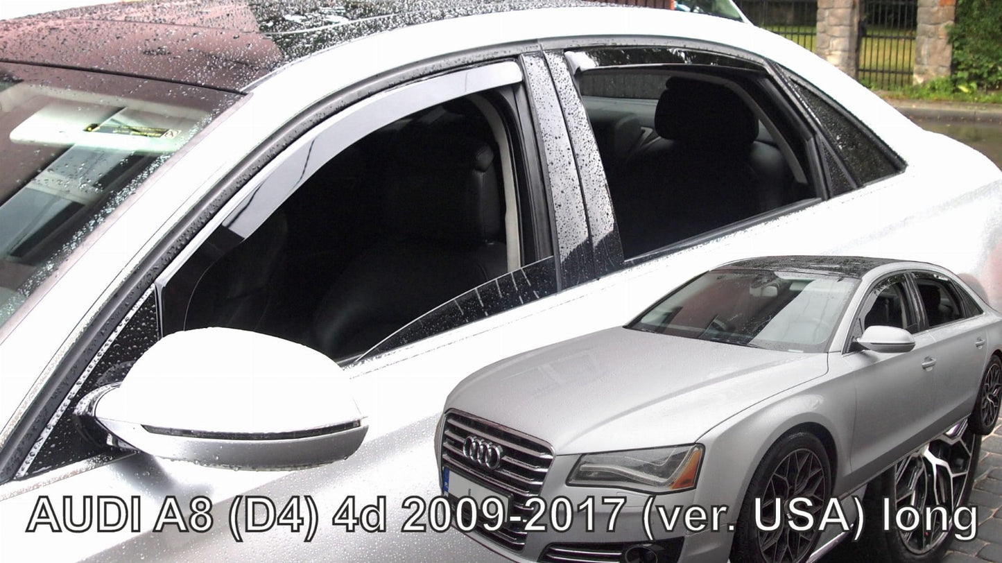AUDI A8 IN-CHANNEL RAIN GUARDS FRONT & REAR DARK SMOKE ( FITS 2010-2017)